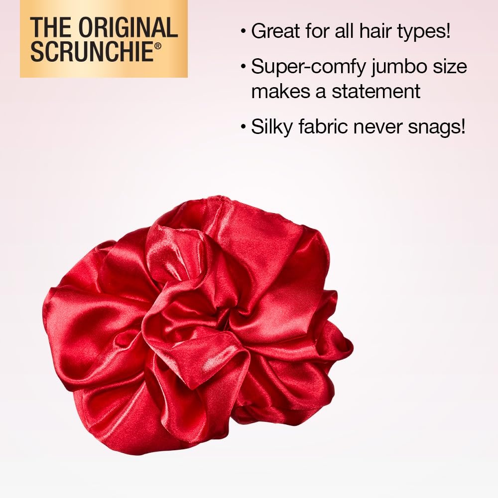 image:imageScunci by Conair The Original Satin Scrunchie hair accessories hair accessories for women hair ties valentines gifts for her oversized scrunchies Cherry RedRed