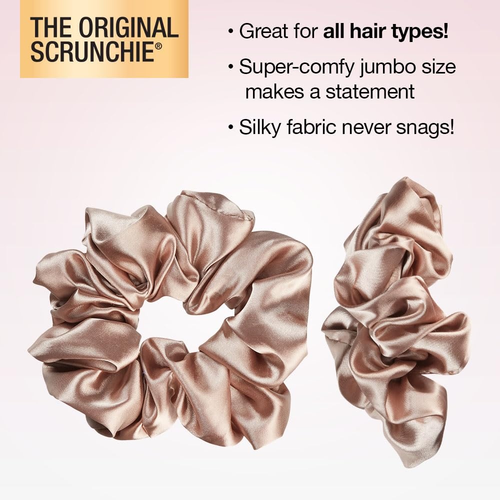 image:imageScunci by Conair The Original Satin Scrunchie hair accessories hair accessories for women hair ties valentines gifts for her oversized scrunchies Cherry RedChampagne