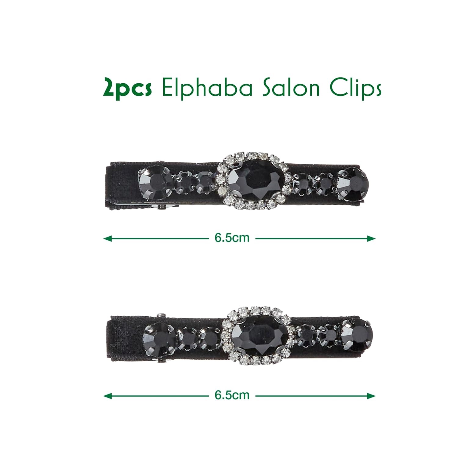 image:imageScunci by Conair Wicked Emerald City Rhinestone Salon Clips 2pk Hair Clips for Women Glamorous Luxurious Elegant Green Velvet amp Stone Design Limited EditionBlack
