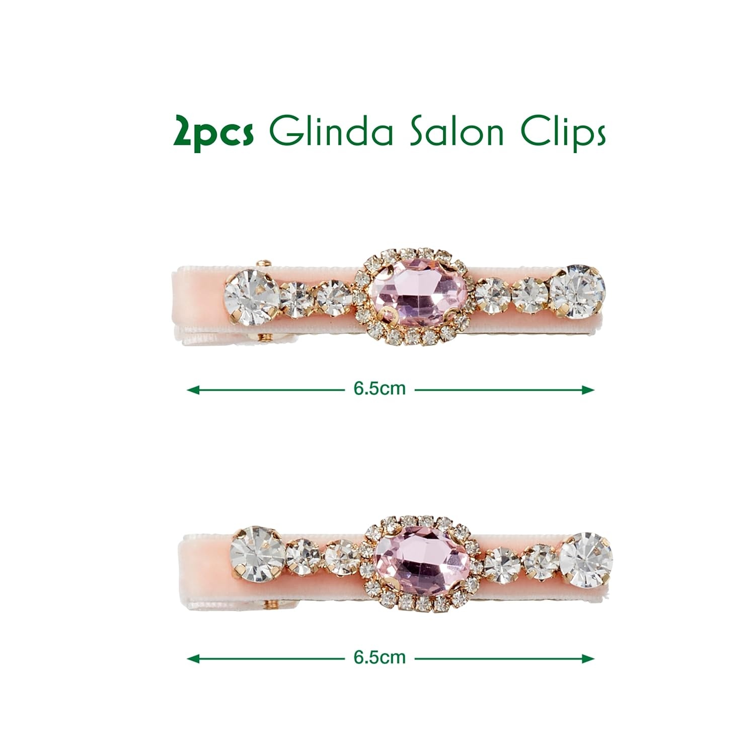 image:imageScunci by Conair Wicked Emerald City Rhinestone Salon Clips 2pk Hair Clips for Women Glamorous Luxurious Elegant Green Velvet amp Stone Design Limited EditionPink
