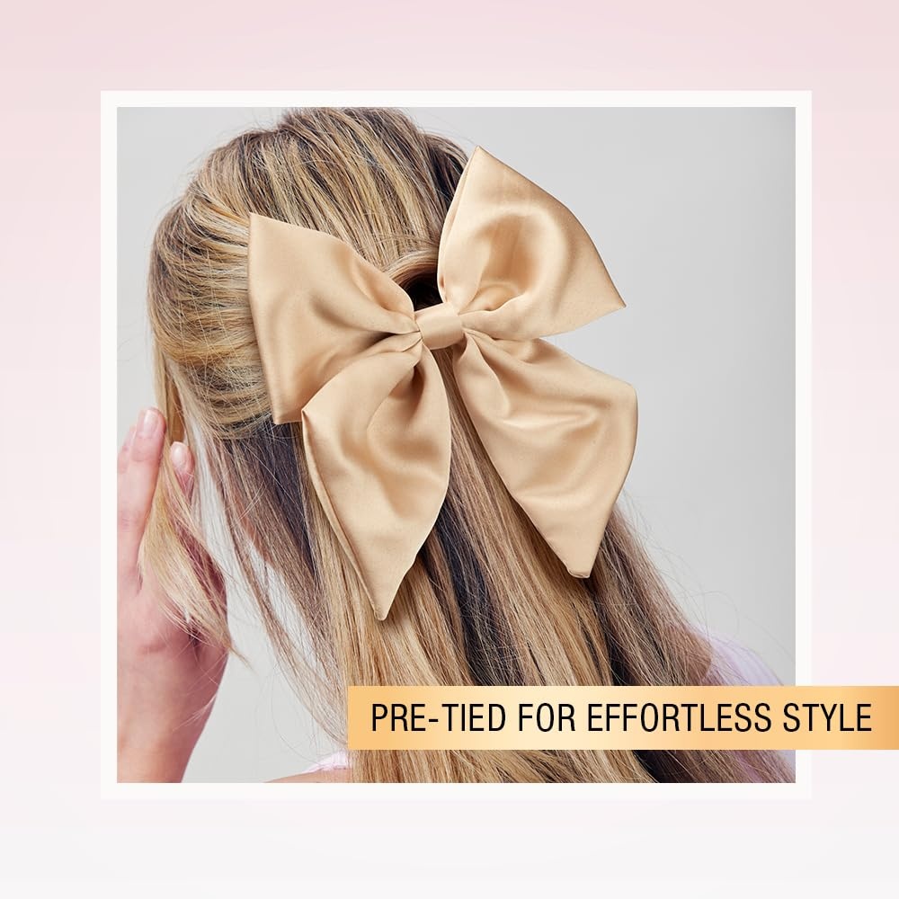 image:imageScunci by Conair elastic bow hair tie hair elastics bows hair accessories for women hair bows Pink Hair Bow Blush Pink ColorChampagne