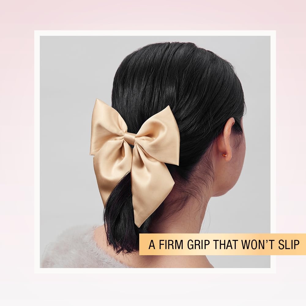 image:imageScunci by Conair elastic bow hair tie hair elastics bows hair accessories for women hair bows Pink Hair Bow Blush Pink ColorChampagne