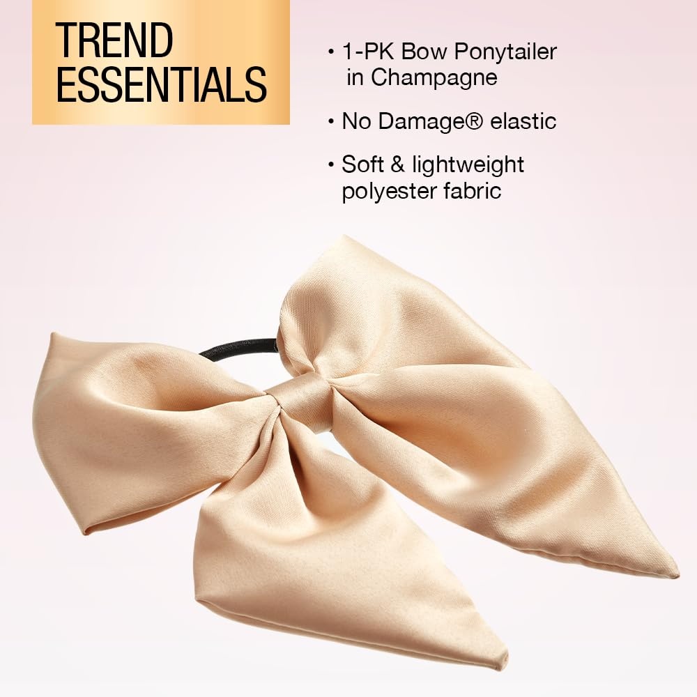 image:imageScunci by Conair elastic bow hair tie hair elastics bows hair accessories for women hair bows Pink Hair Bow Blush Pink ColorChampagne