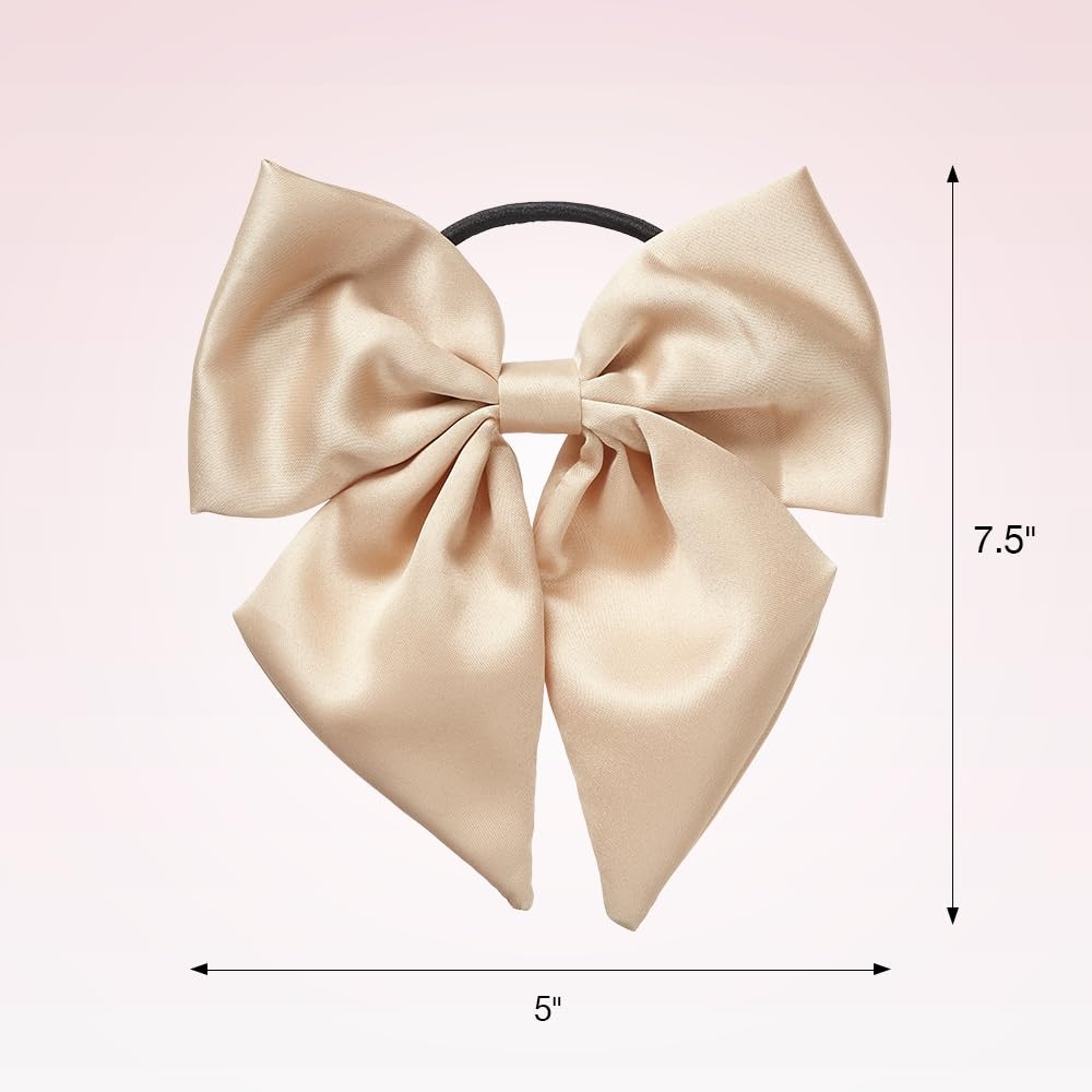 image:imageScunci by Conair elastic bow hair tie hair elastics bows hair accessories for women hair bows Pink Hair Bow Blush Pink ColorChampagne