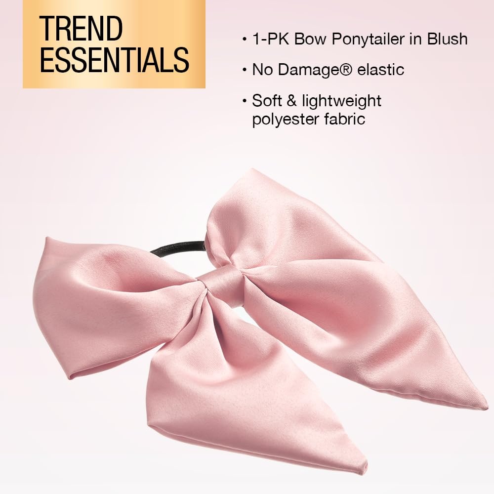 image:imageScunci by Conair elastic bow hair tie hair elastics bows hair accessories for women hair bows Pink Hair Bow Blush Pink ColorPink