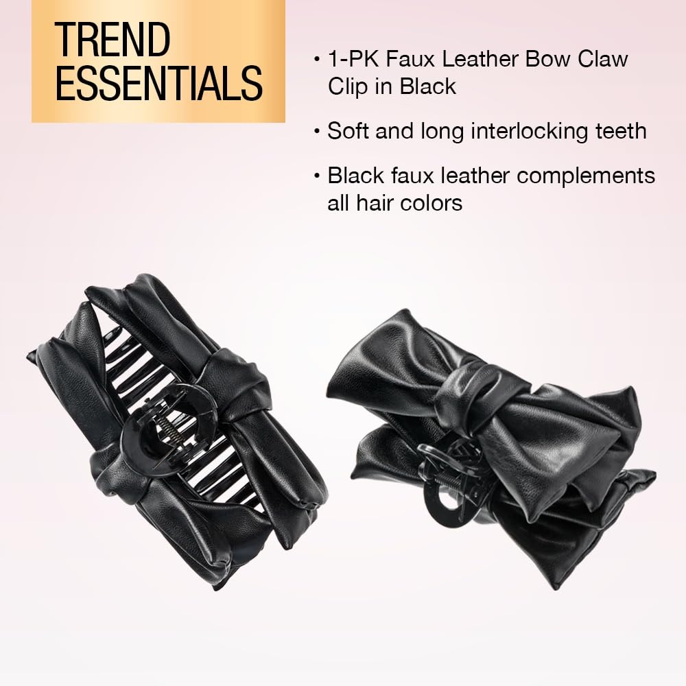 image:imageScunci by Conair faux leather bow claw clip claw clips for thick hair claw clip hair accessories for women hair accessories for girls TanBlack