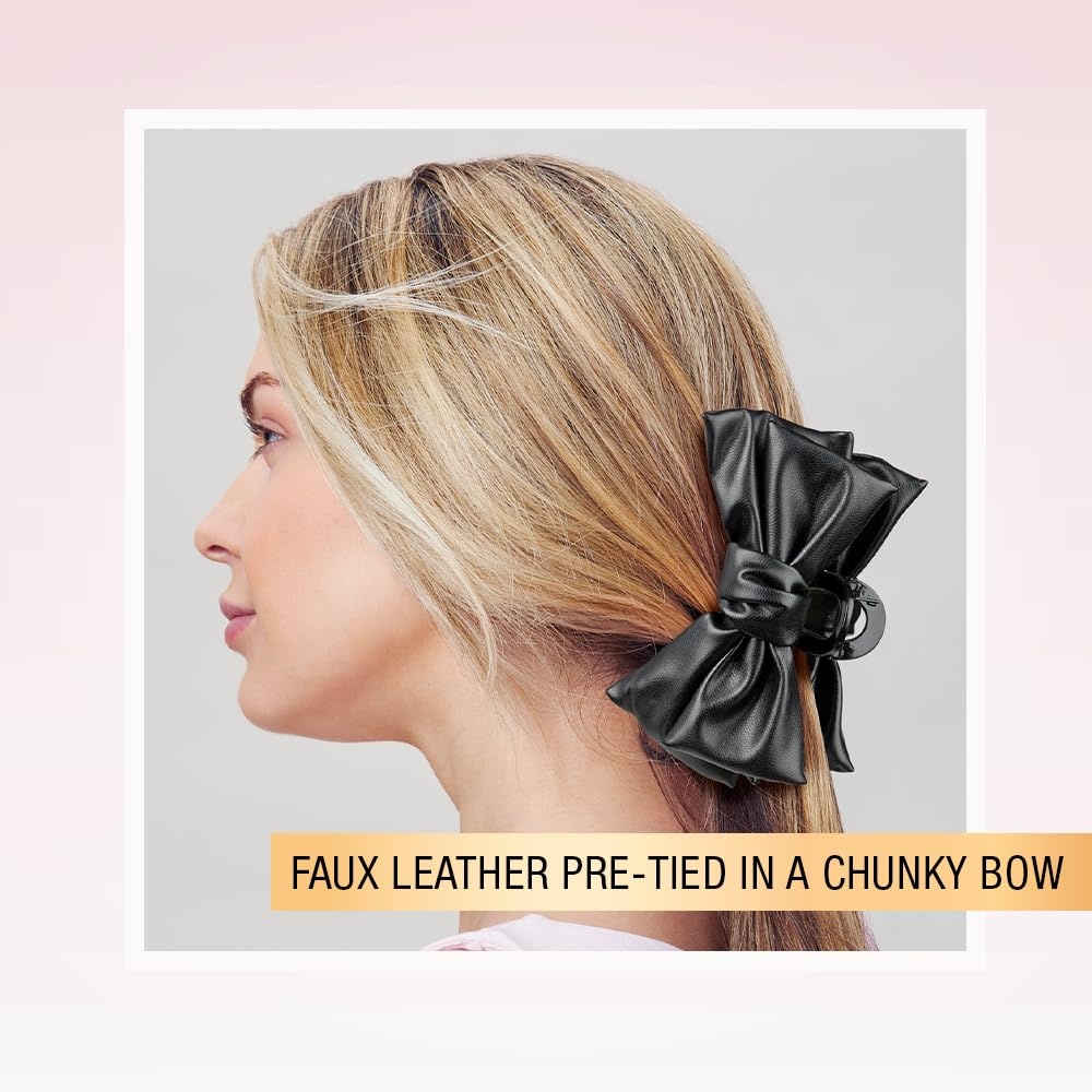 image:imageScunci by Conair faux leather bow claw clip claw clips for thick hair claw clip hair accessories for women hair accessories for girls TanBlack