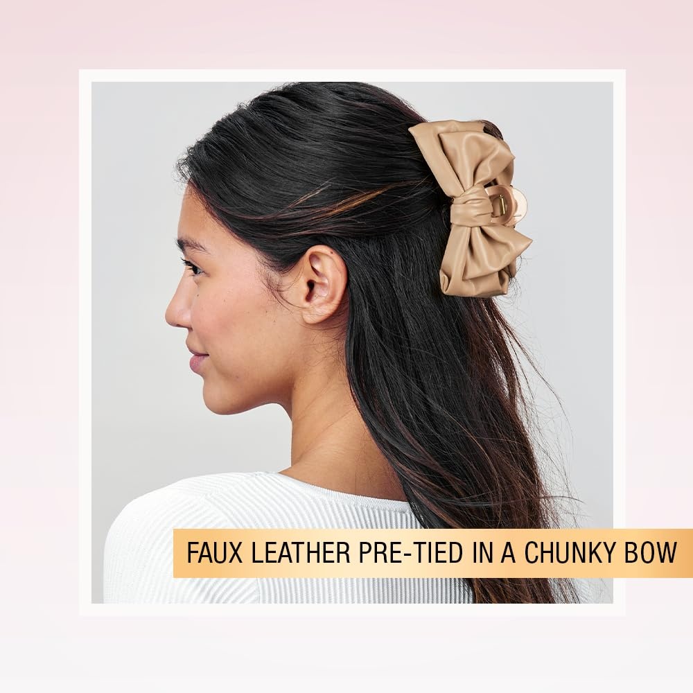 image:imageScunci by Conair faux leather bow claw clip claw clips for thick hair claw clip hair accessories for women hair accessories for girls TanTan