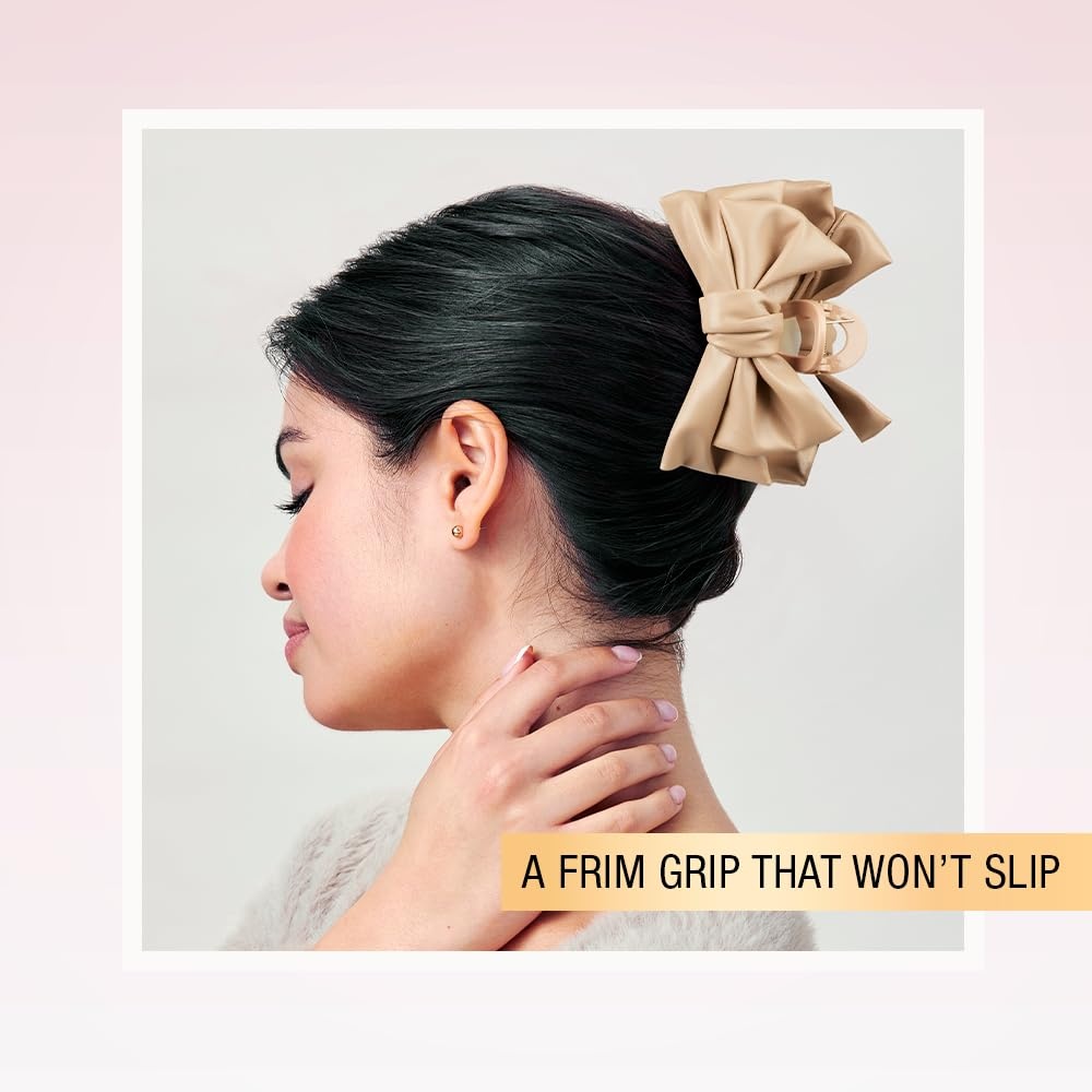 image:imageScunci by Conair faux leather bow claw clip claw clips for thick hair claw clip hair accessories for women hair accessories for girls TanTan
