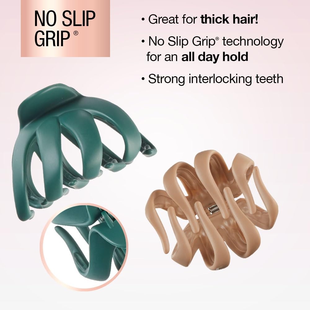 image:imageScunci by Conair jaw claw clips hair accessories for women claw clips for thick hair claw clip Black amp Tortoise 2 Count Strong interlocking octopusstyle teeth provide secure slipfree updos Black amp Tortoise 2Count 3743301Z04815Beige Green