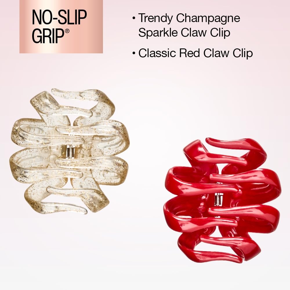 image:imageScunci by Conair jaw claw clips hair accessories for women claw clips for thick hair claw clip Black amp Tortoise 2 Count Strong interlocking octopusstyle teeth provide secure slipfree updos Black amp Tortoise 2Count 3743301Z04815Red Gold