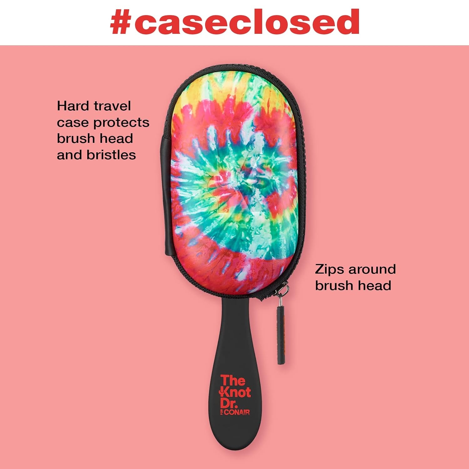 image:imageThe Knot Dr for Conair Hair Brush Wet and Dry Detangler with Storage Case Removes Knots and Tangles For All Hair Types Red TieDyeRed TieDye