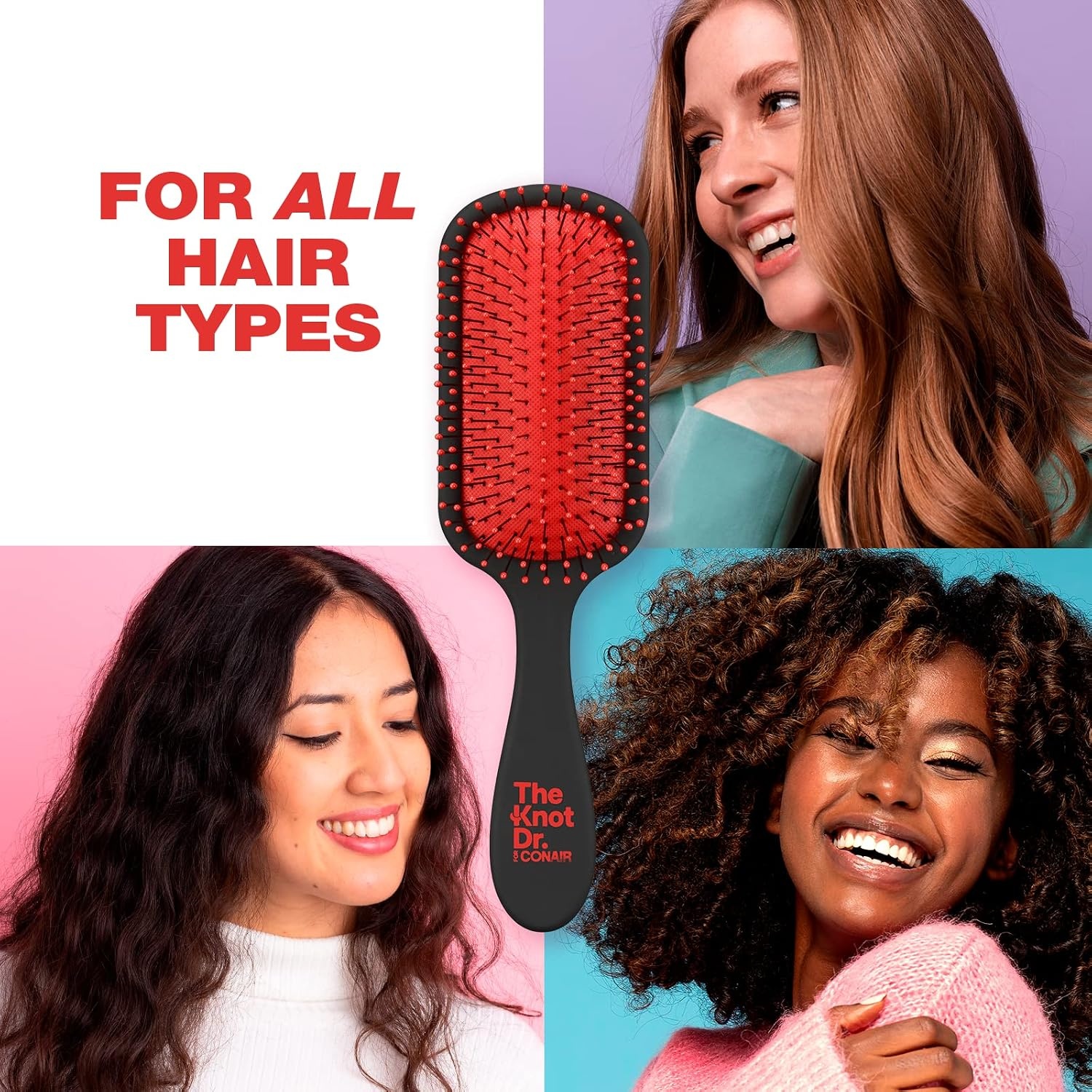 image:imageThe Knot Dr for Conair Hair Brush Wet and Dry Detangler with Storage Case Removes Knots and Tangles For All Hair Types Red TieDyeRed TieDye