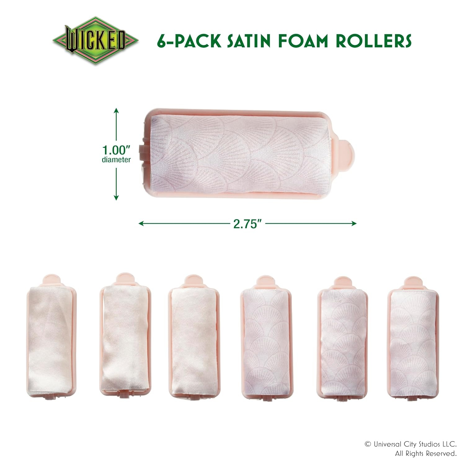image:imageWicked Elphaba 6PK Satin Rollers hair rollers foam rollers heatless hair curlers Scunci by ConairElphaba Black