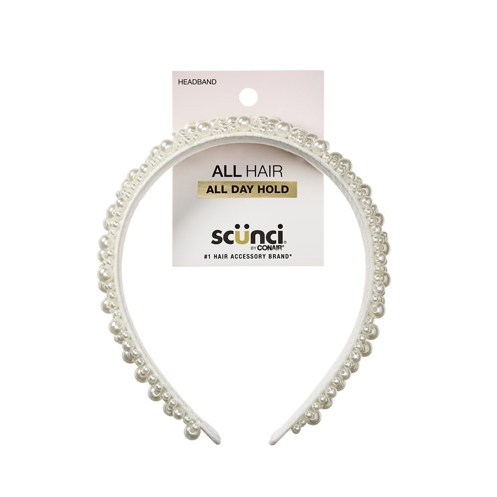 image:imageCONAIR Scunci Pearl Headband ideal for all occasions fashionable and trendy nonslip head band hair accessories for women holiday headwear stocking stuffers gifts for her IvoryIvory