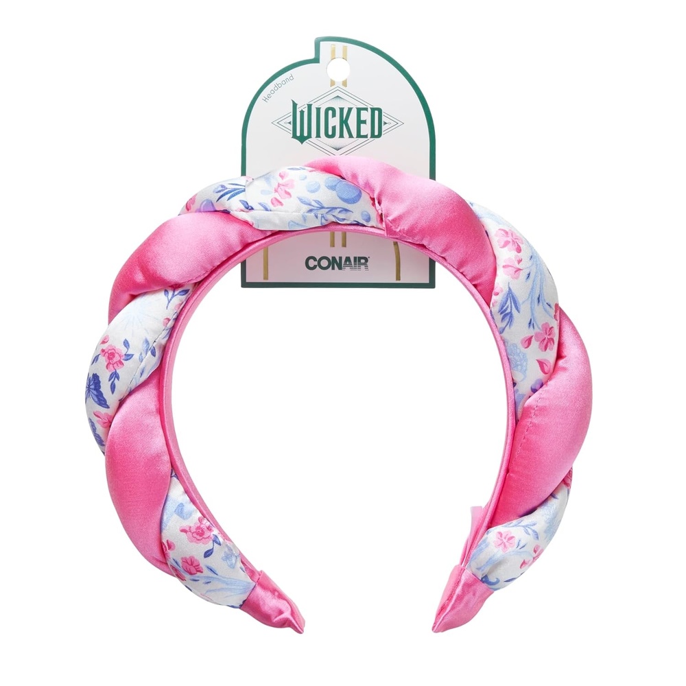 image:imageCONAIR Wicked 2 Elphaba Green Satin Twisted Spa bubble Headband ideal for washing face and applying makeup gifts for her ScunciGlinda Twisted Butterfly