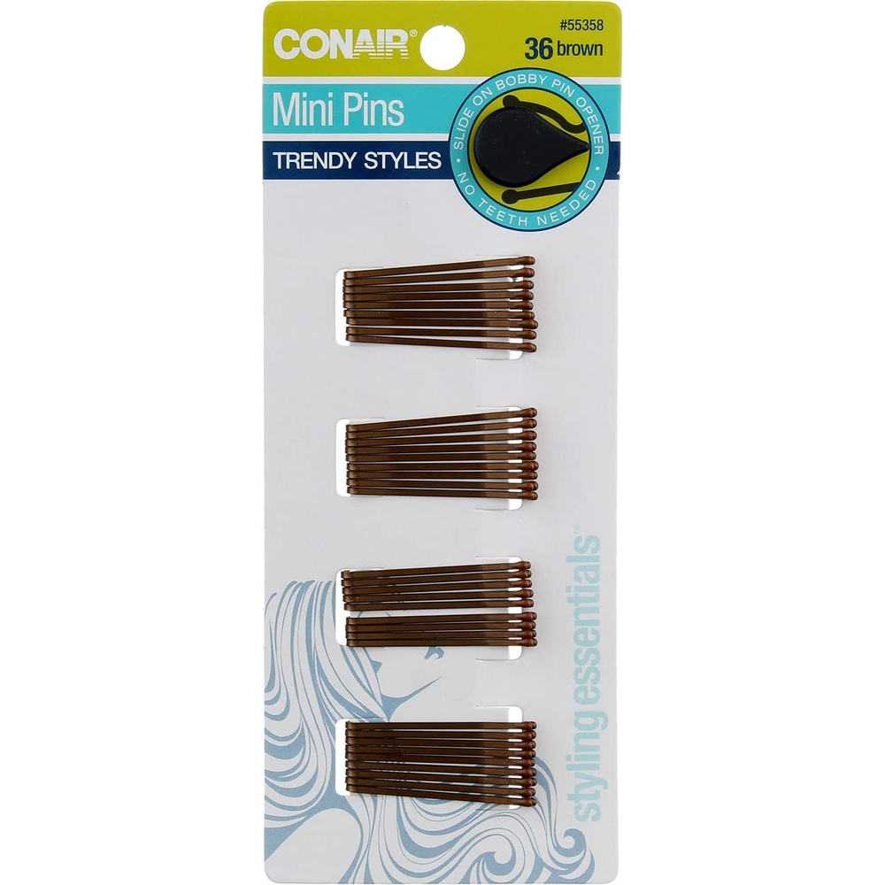 image:imageConair Bobby Hair Pins Black Bobby Pins in Storage Tub 500 PackClear Brown