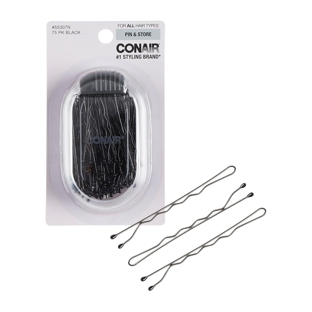 image:imageConair Bobby Hair Pins Brown Bobby Pins in Storage Tub 500 PackBlack