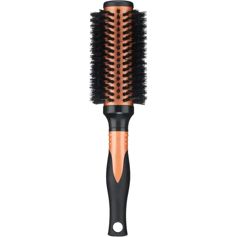 image:imageConair Copper Pro Mixed Boar Bristle Round Hair Brush with Medium Barrel CopperCoated Metal for Even Heat Distribution Natural Oil Distributing Bristles Ideal for Smoothing Wavy or Curly Hair