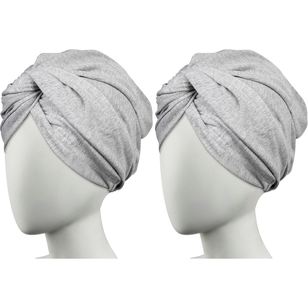 image:imageConair Cotton Hair Towel Wrap amp Twist for Women Fast Drying UltraAbsorbent Hair Plop for All Types and Lengths TurbanStyle Cotton Towel Helps Maintain Natural Curl Style GrayOnesize Pack of 2