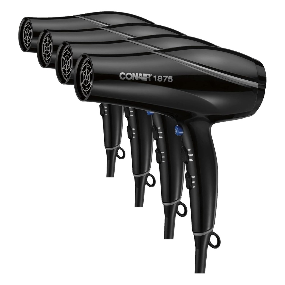 image:imageConair Crystal Infused Ceramic Hair Dryer  Fast Drying Crystal Infused Ceramic Technology for Fine Medium Thick and Curly Hair Black 1901 Count Pack of 4