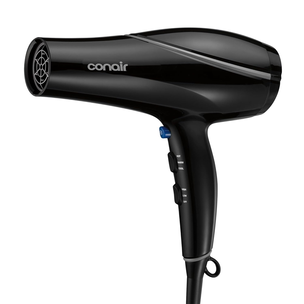 image:imageConair Crystal Infused Ceramic Hair Dryer Fast Drying Crystal Infused Ceramic Technology for Fine Medium Thick and Curly Hair Black 1901 Count Pack of 1