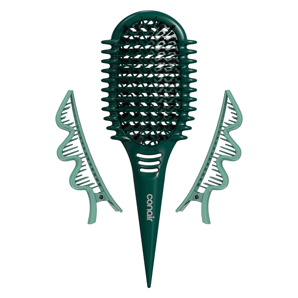 image:imageConair Curl Define Pro Detangler Brush DualVent Technology for Wavy Curly Coily 3C4C Hair 3Piece Set BR74516IN1L