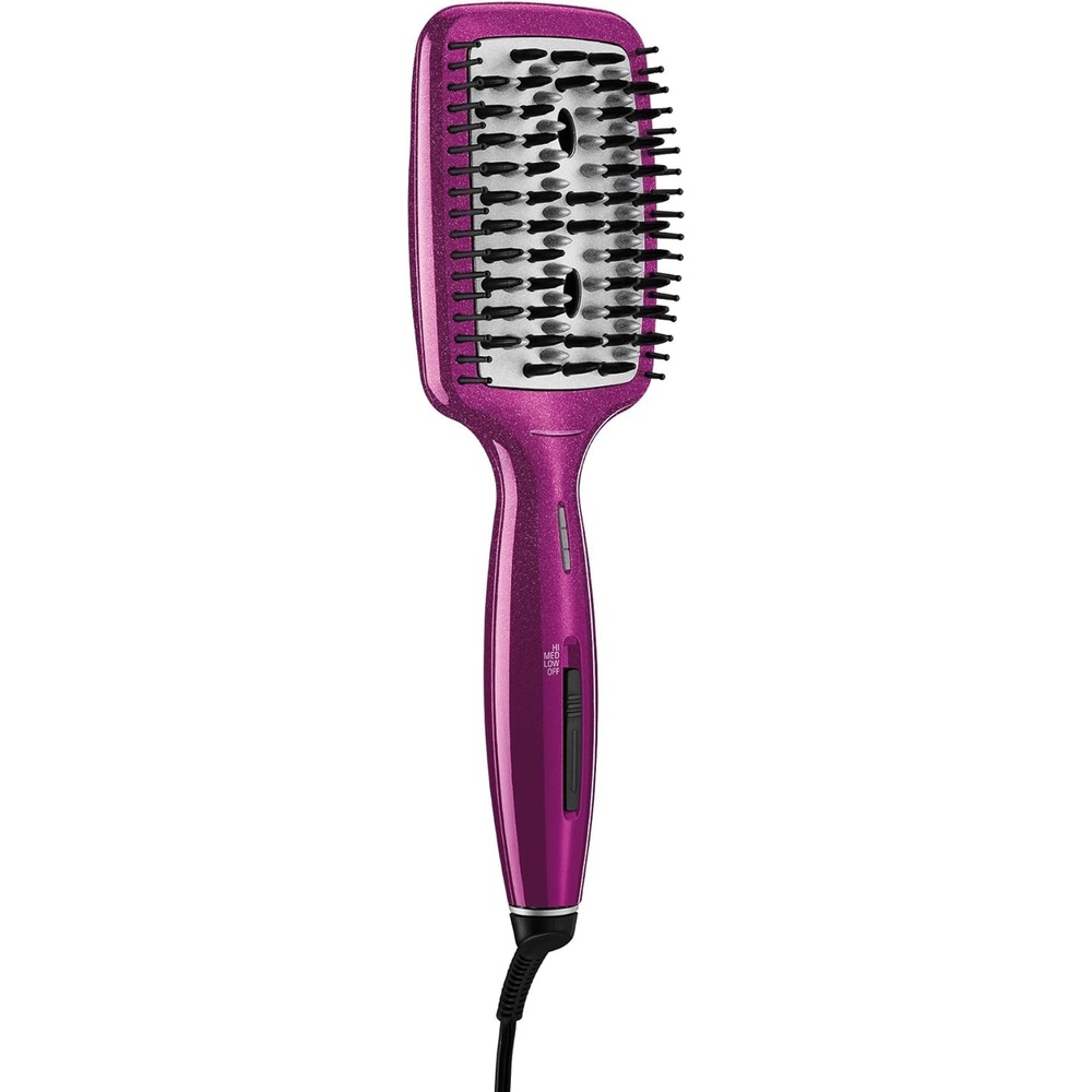 image:imageConair DiamondInfused Ceramic Smoothing Hot BrushStraightening Brush Pink 400 Degree HighHeat with 3 SettingsPink