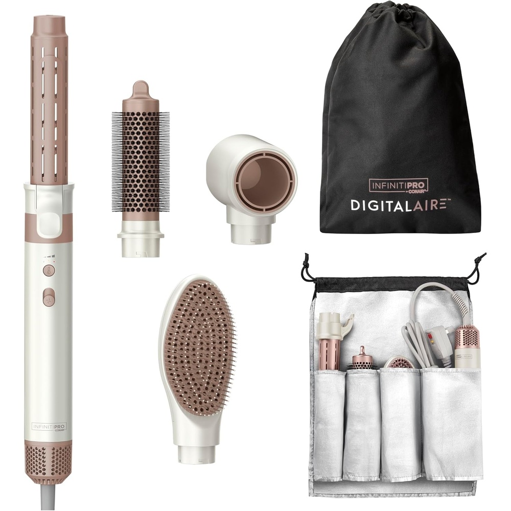 image:imageConair DigitalAire Hot Air Styling System Hair Dryer and Volumizer 4in1 Styling Versatility HighSpeed Brushless Digital Motor for All Hair Types Heat Glove Travel Bag Black BC8100AMWhite