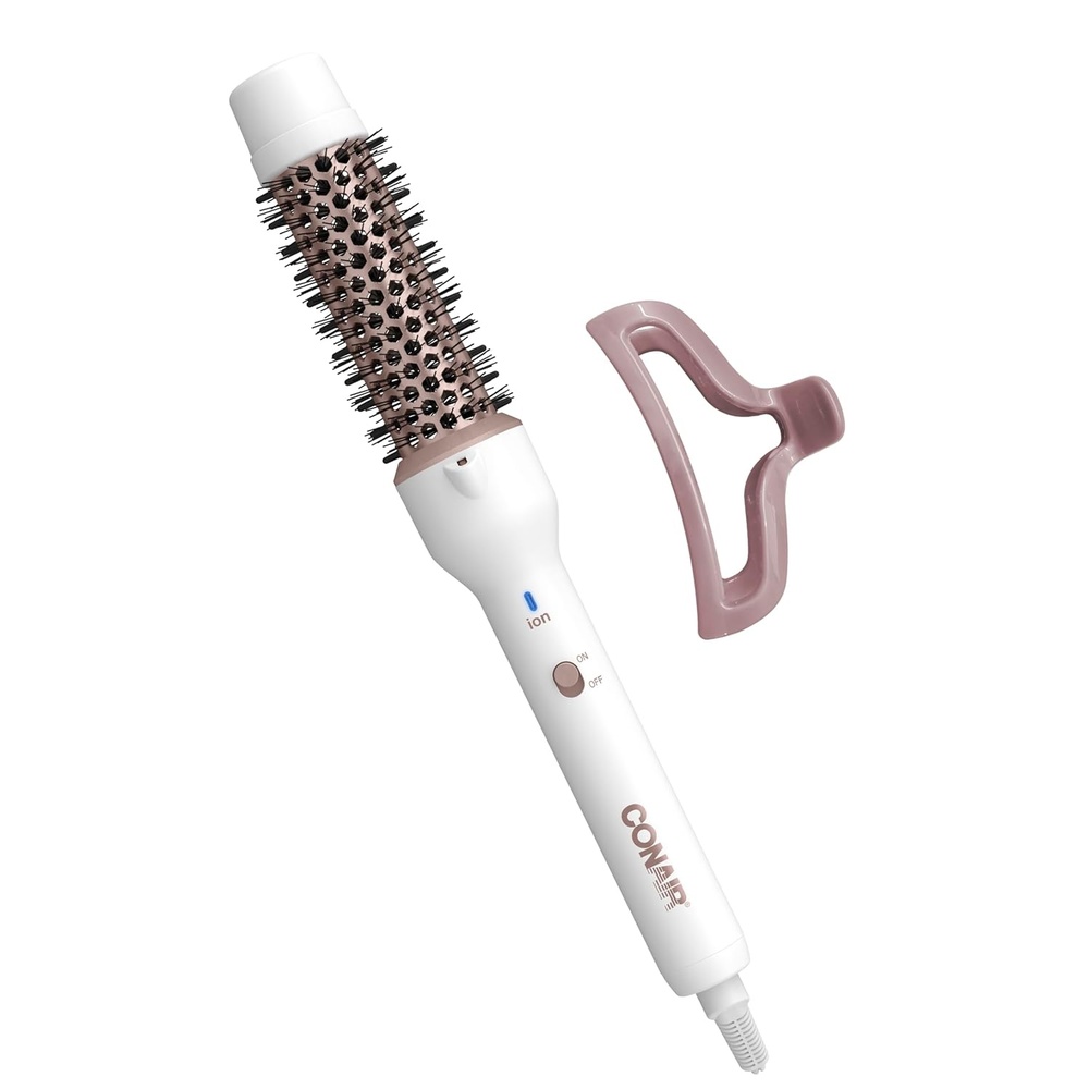 image:imageConair Double Ceramic 1Inch Thermal Brush Heated Round Brush for Blowouts Curls and Waves Ceramic Technology Eliminates Damaging Hot Spots for Smooth Shiny Hair