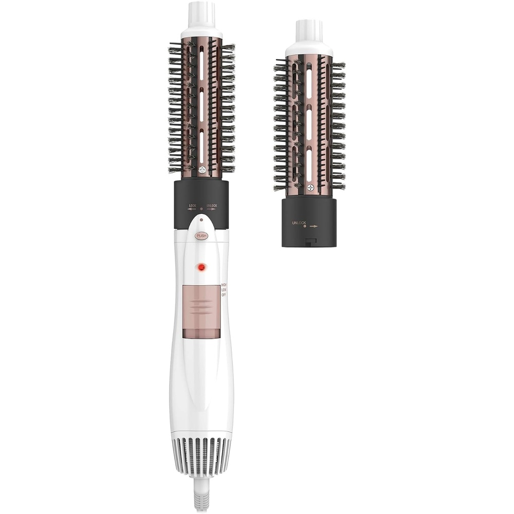 image:imageConair Double Ceramic Hot Air Brush Set 1000W Double Ceramic Two 1 In and 1 In Interchangeable Thermal Brushes for All Hair Types WhiteRose Gold BC171AMZ