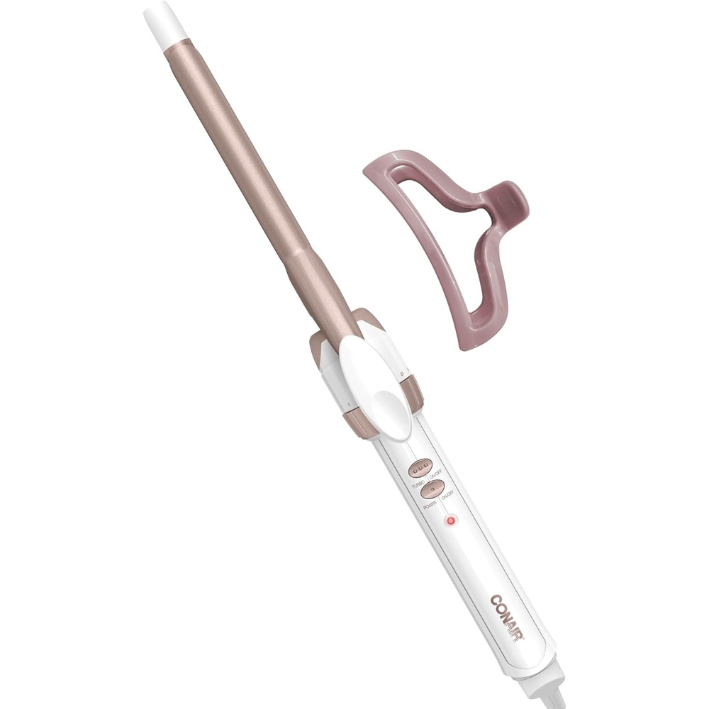 image:imageConair Double Ceramic Long Barrel 1 In Curling Iron 1 In Barrel with 30 Heat Settings for Medium to Long Hair Loose Curls and Classic Waves Rose GoldWhite CD702LWhiteRose Gold