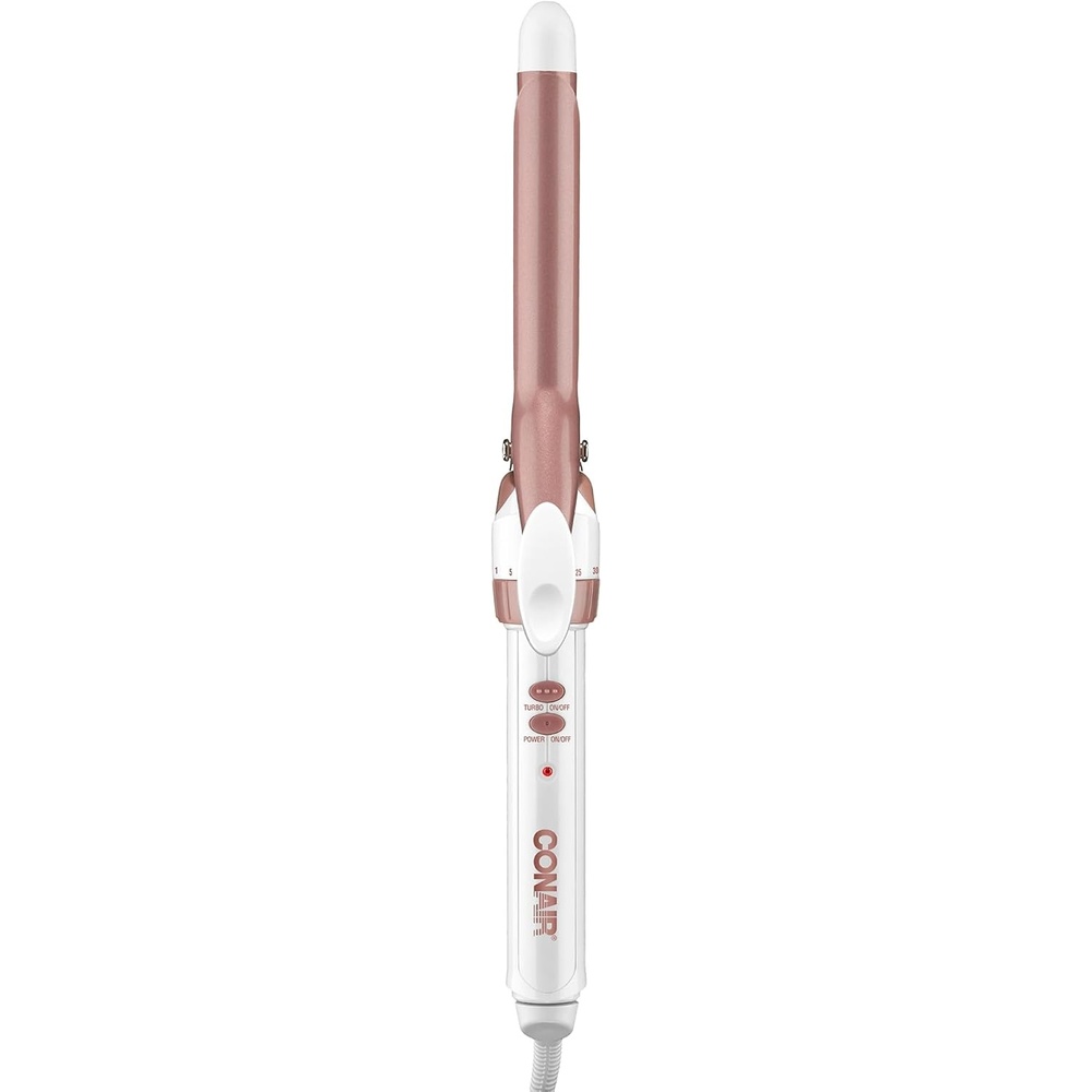 image:imageConair Double Ceramic Long Barrel 1 In Curling Iron 1 In Barrel with 30 Heat Settings for Medium to Long Hair Loose Curls and Classic Waves Rose GoldWhite CD702LRose