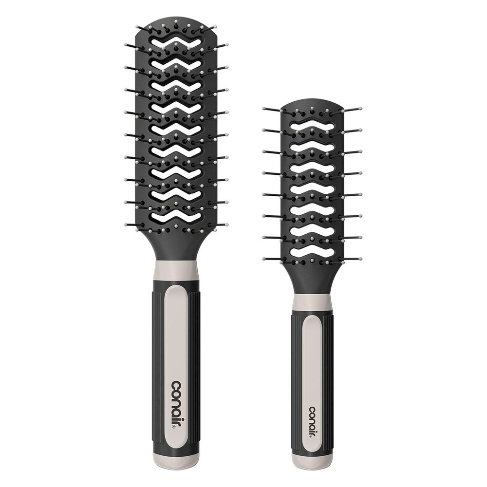 image:imageConair Grip amp Lift Vent Hairbrush FullSize and MidSize Brush Set Nylon Bristle Hair Brushes for Blowout Styling Value Pack Color May Vary