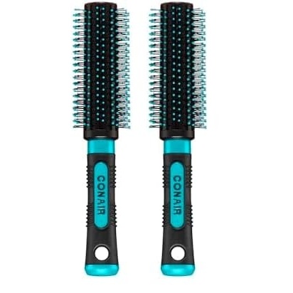 image:imageConair Grip amp Style Round Brush Nylon Bristle Hair Brush for Blowout Styling Ideal for Coarse Curly Wavy Hair Color May VaryBlack Teal