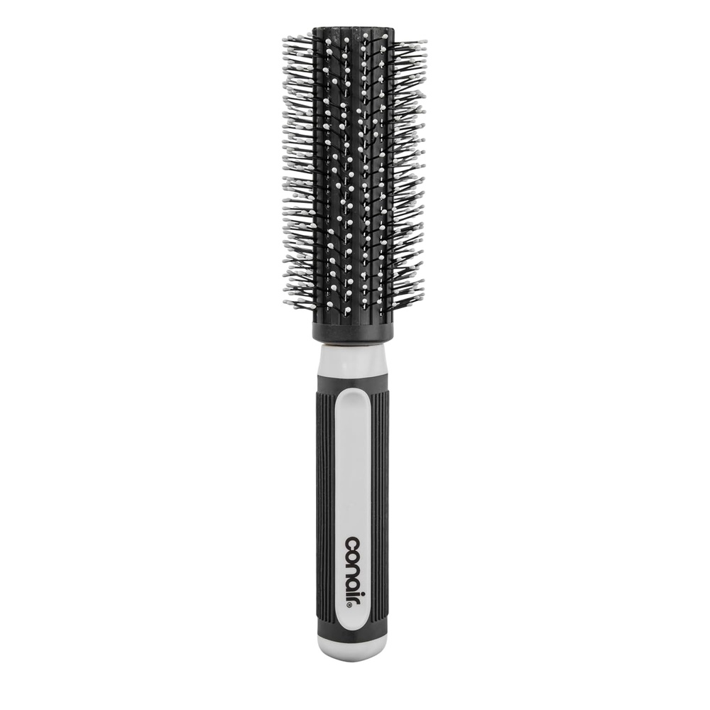 image:imageConair Grip amp Style Round Brush Nylon Bristle Hair Brush for Blowout Styling Ideal for Coarse Curly Wavy Hair Color May VaryGray