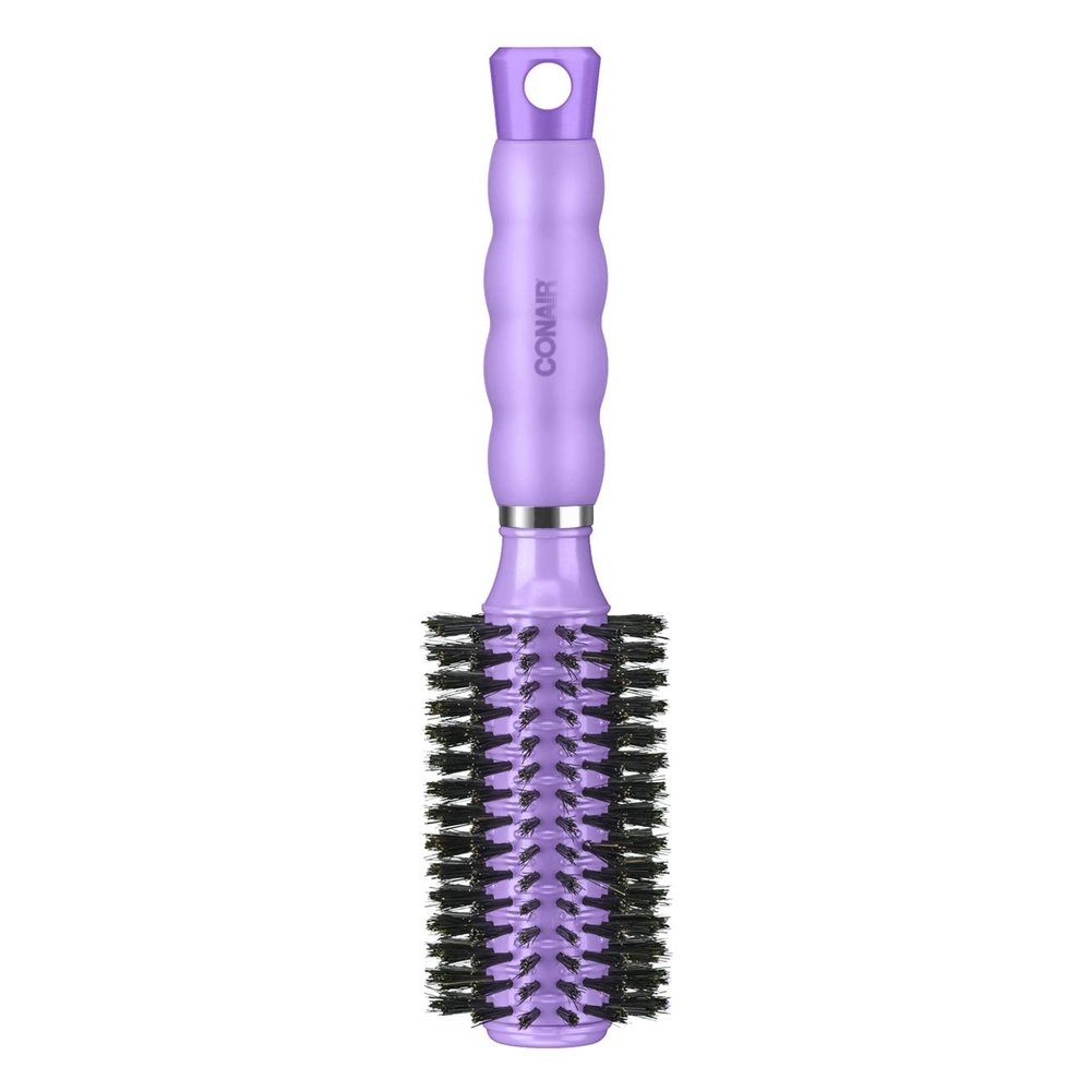 image:imageConair Hair Brush with Boar Bristle Gel Grips Round Medium Colors May Vary