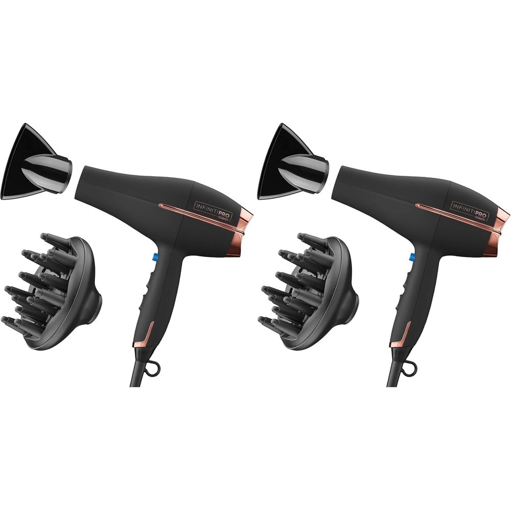 image:imageConair InfinitiPRO AC Motor Pro Hair Dryer Professional ionic ceramic blow dryer for faster frizzfree drying on all hair types Black Model 650XBlack With Bonus Diffuser and Concentrator