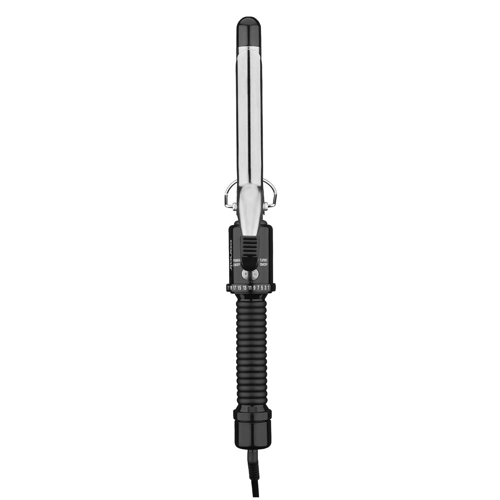 image:imageConair Instant Heat 12 Inch Curling Iron with 25 Heat Settings Dual Voltage Travel Hair Curler for All Hair Types Small Barrel Styling Tool with Clamp Black CD80GNRBlackSilver