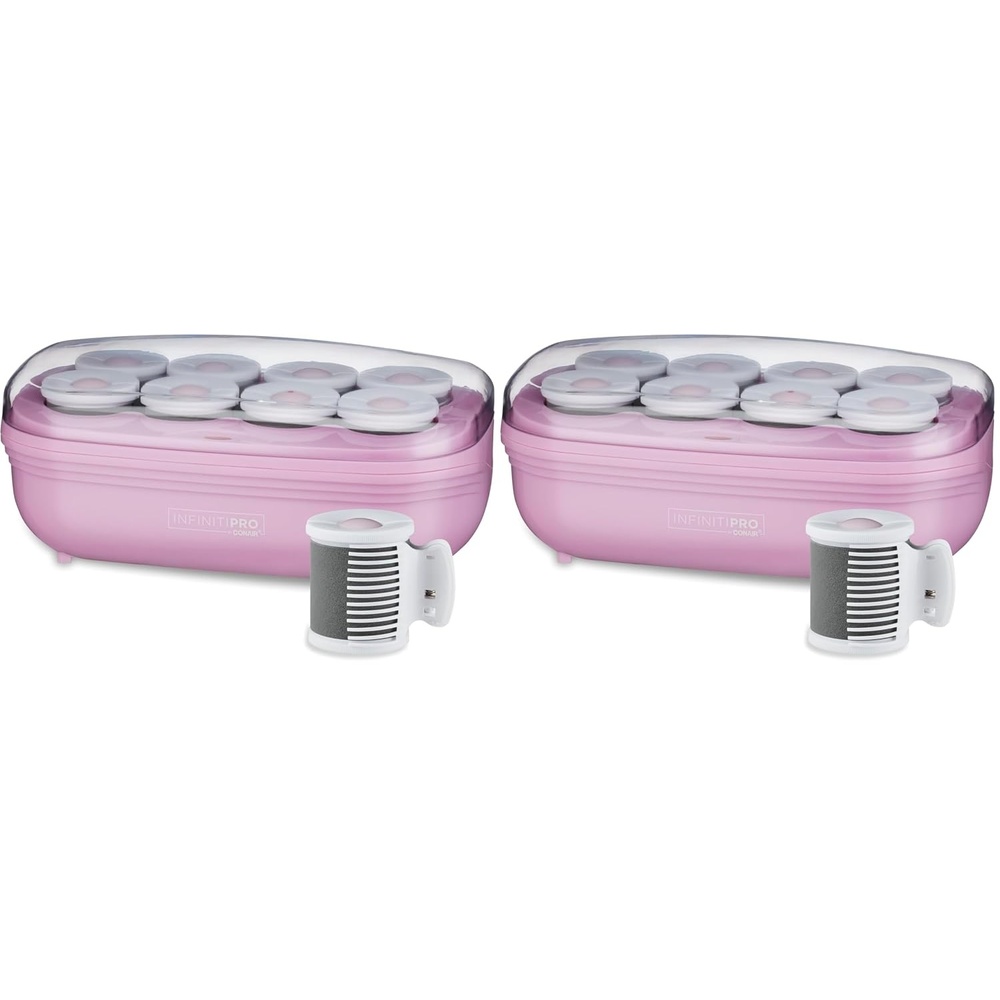 image:imageConair Jumbo Hot Rollers Hair Setter Ceramic Flocked 2Inch Rollers 8Piece Set for Voluminous Curls Soft Waves Bouncy Body Pink CHV28AMZLilac Amazon Exclusive