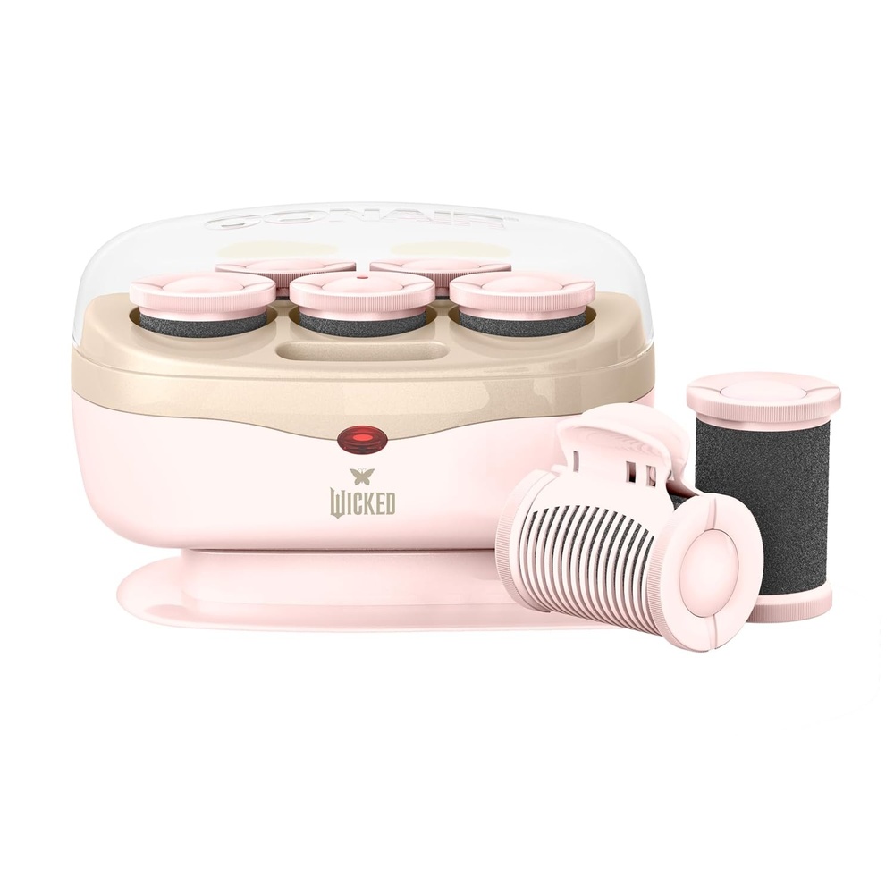 image:imageConair Jumbo Hot Rollers Hair Setter Ceramic Flocked Fast Heating for Voluminous Curls and Waves 5Piece White TS7LGlinda Pink Wicked Exclusive