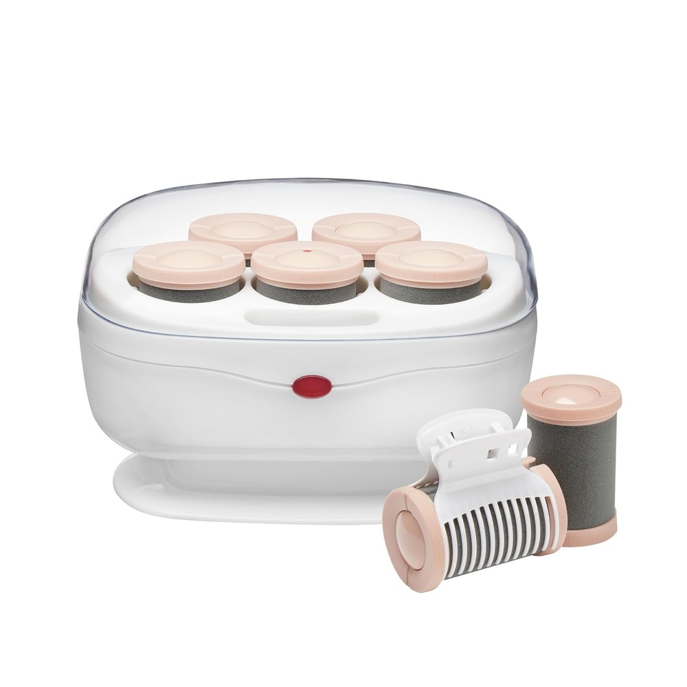 image:imageConair Jumbo Hot Rollers Hair Setter Ceramic Flocked Fast Heating for Voluminous Curls and Waves 5Piece White TS7LWhite
