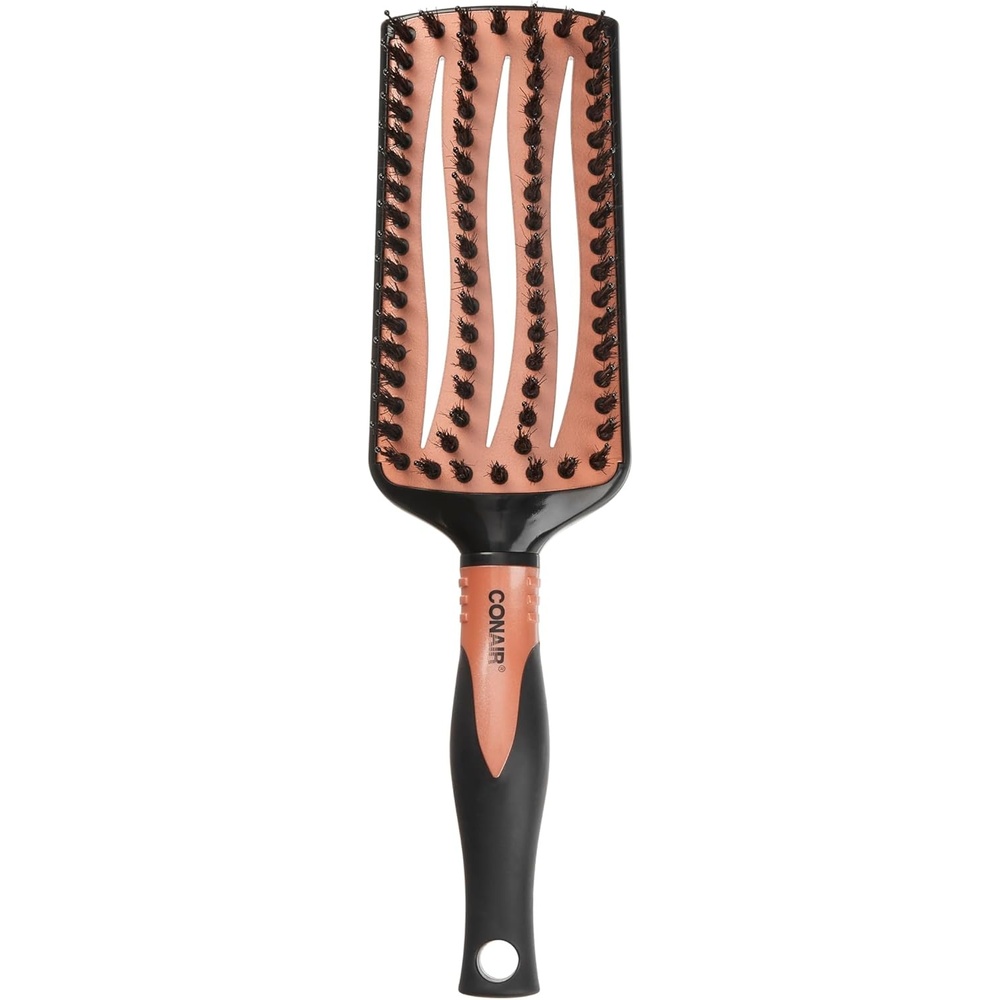 image:imageConair Quick BlowDry Pro Vented Porcupine Hairbrush with Mixed Boar and Nylon Bristles Copper Plate for Even Heat Distribution Vented Design for Airflow and OilDistributing Bristles for Shine
