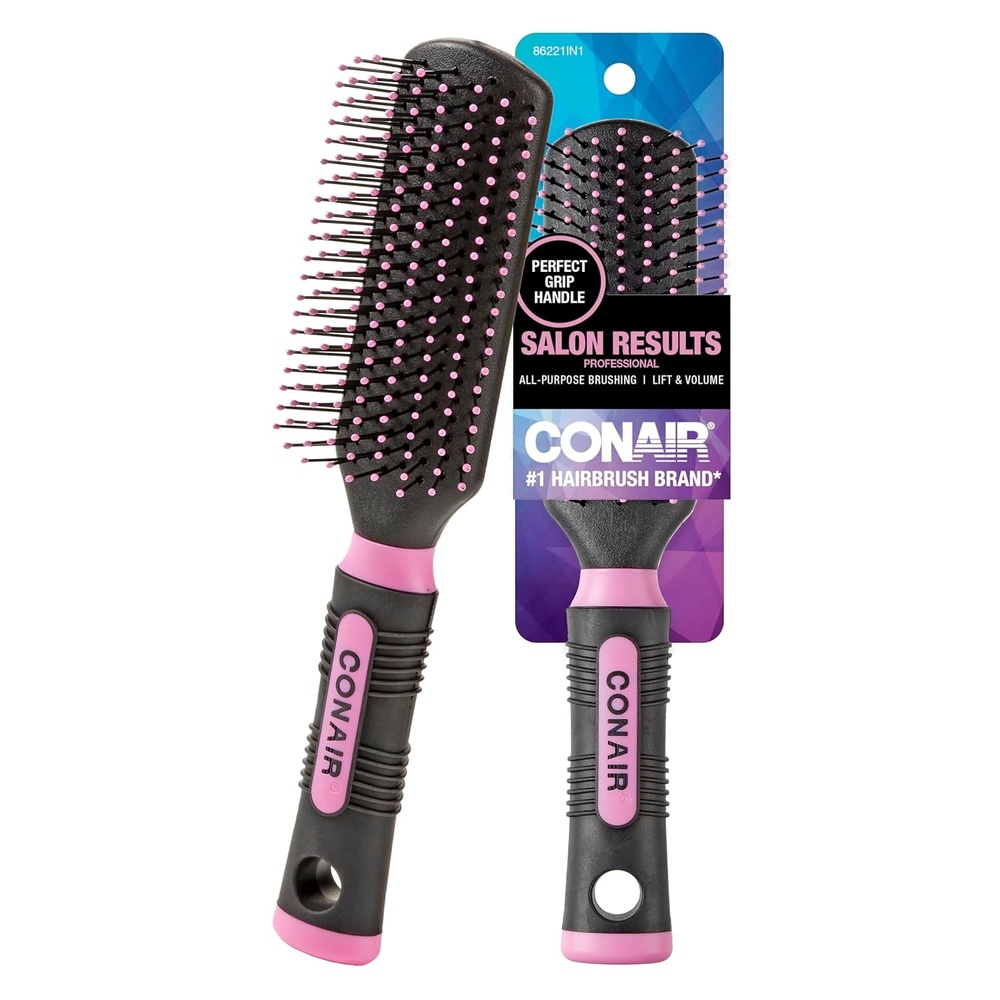 image:imageConair Salon Results Detangling Hairbrush Set 3Pack Brushes for Men and Women All Hair Types and Lengths with Nylon BristlesBlush Pink