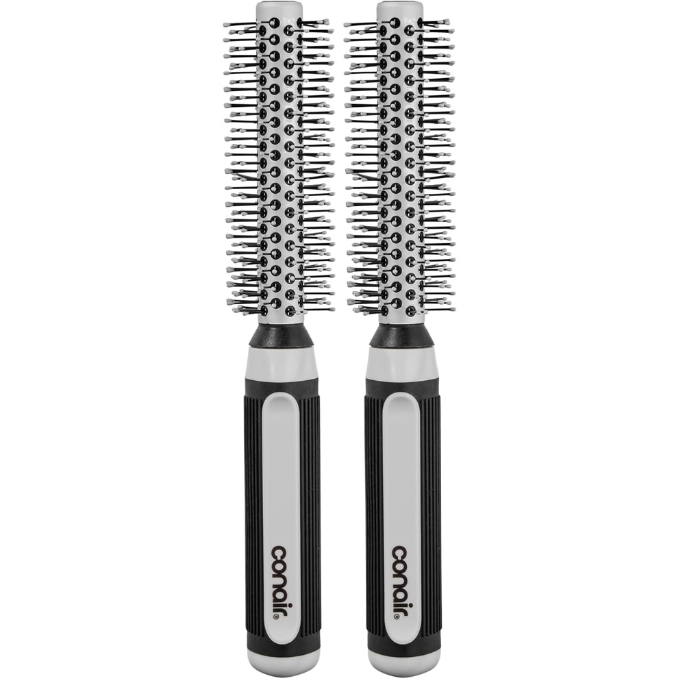 image:imageConair Salon Results Metal Round Hairbrush Hair brush for blow out blowdryer brush features metal barrel with nylon bristles Adds body and fullness suitable on all lengths PinkBlackBlack Teal