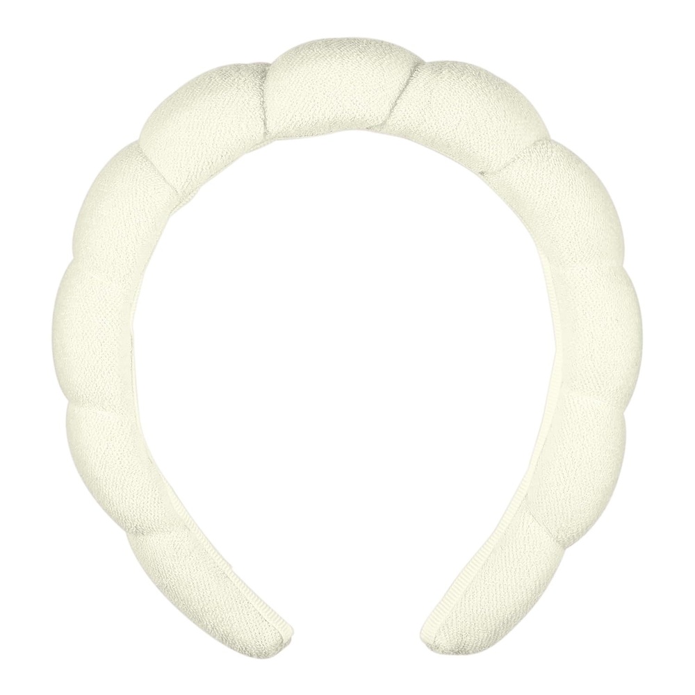 image:imageConair Spa Makeup and Face Washing Headband UltraAbsorbent Microfiber Skincare Headband Soft Terry Cloth NoPull Band Gentle on Hair and Head Bubble Design IvoryIvory