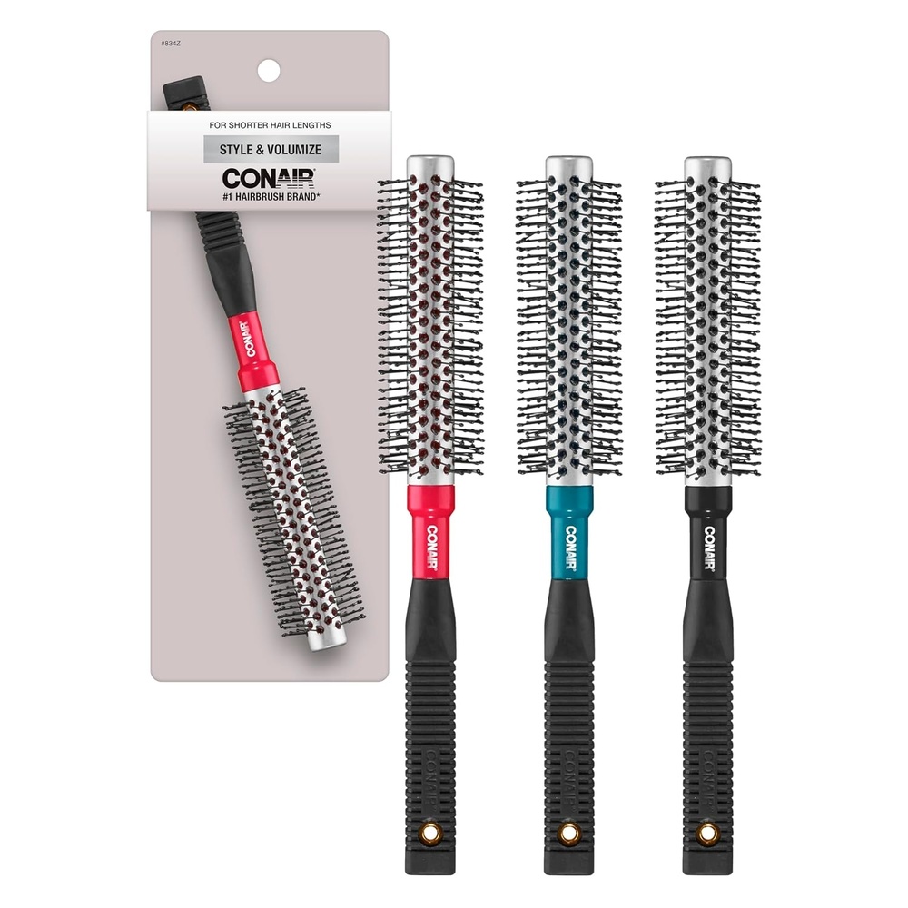 image:imageConair Style amp Volumize Metal Round hair brush Blow Drying brush Hairbrush for Short Hair Length Color at random 1 Count