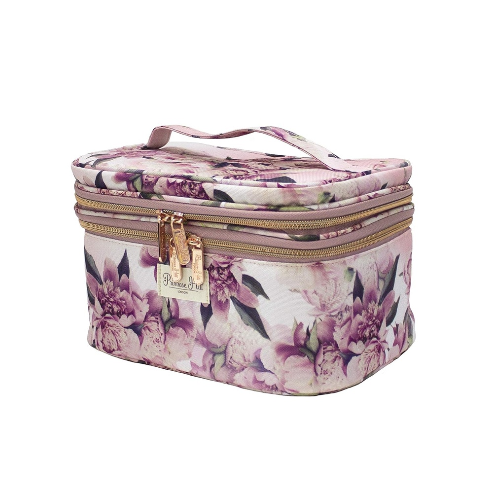 image:imageConair Travel Makeup Bag Large Toiletry and Cosmetic Bag Perfect Size for Use At Home or Travel Train Case Shape in Pink Floral Print