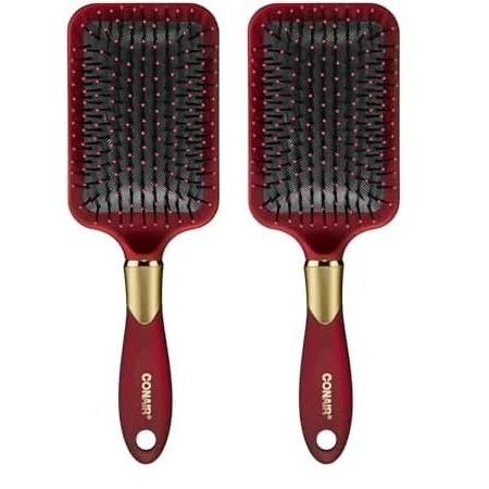 image:imageConair Velvet Touch Paddle Cushion hair brush  Detangling hairbrush  curly or straight styles  men or women  detangler  features soft touch handle  Sky BlueRed  Black  Navy