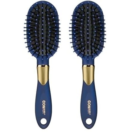 image:imageConair Velvet Touch oval cushion hair brush Travel Hairbrush Detangling ideal for curly or straight styles detangler brushes women or men Sage GreenAssorted Red Black Navy